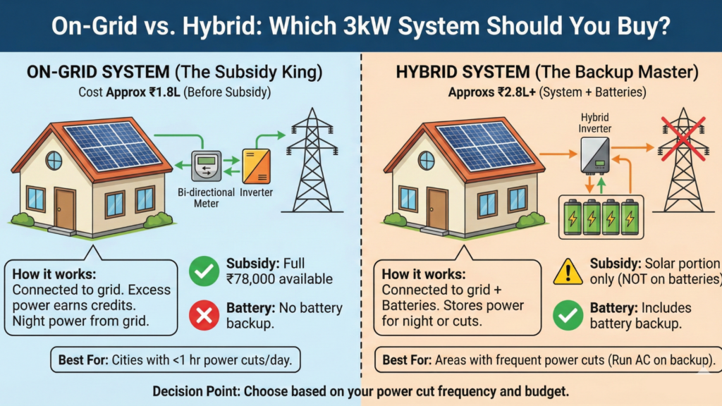 On-Grid vs. Hybrid: Which 3kW System Should You Buy?