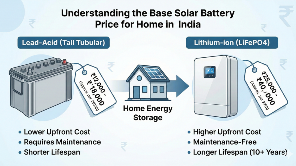 Understanding the Base Solar Battery Price for Home in India