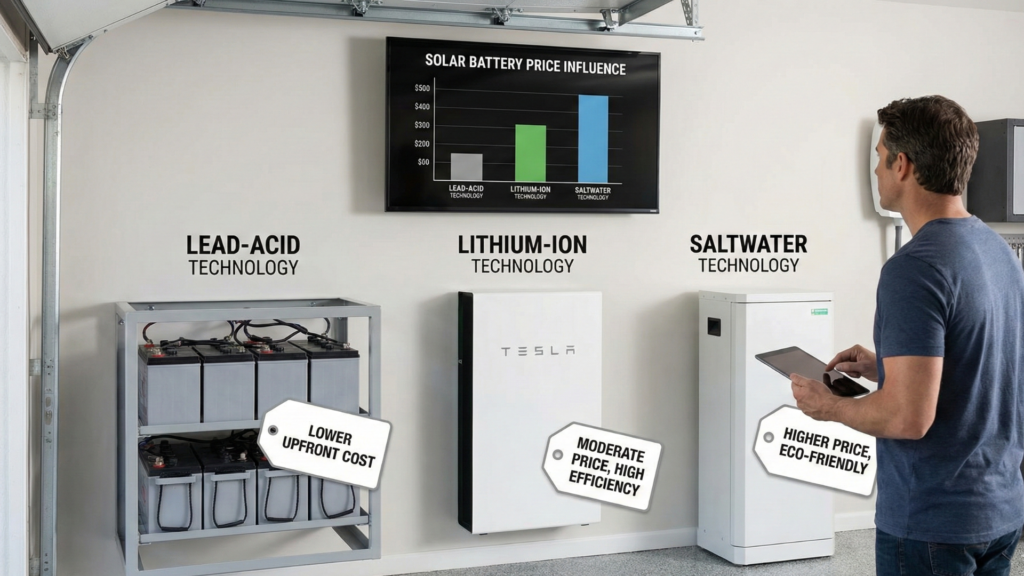Comparison of Technologies Influencing the Solar Battery Price for Home