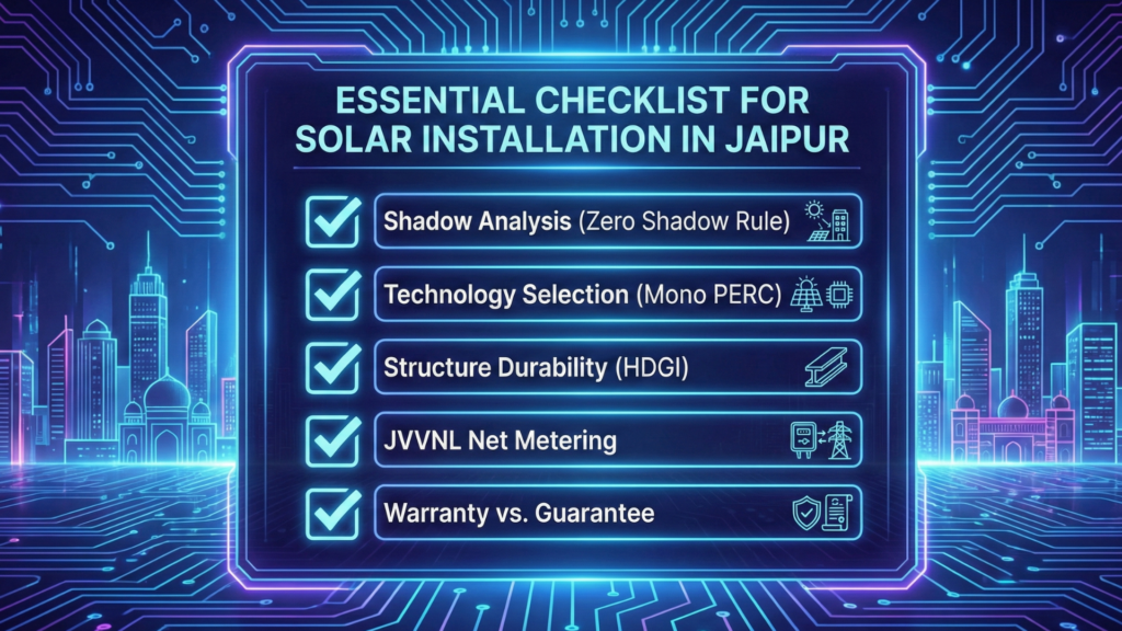 checklist and inspection of rooftop solar system