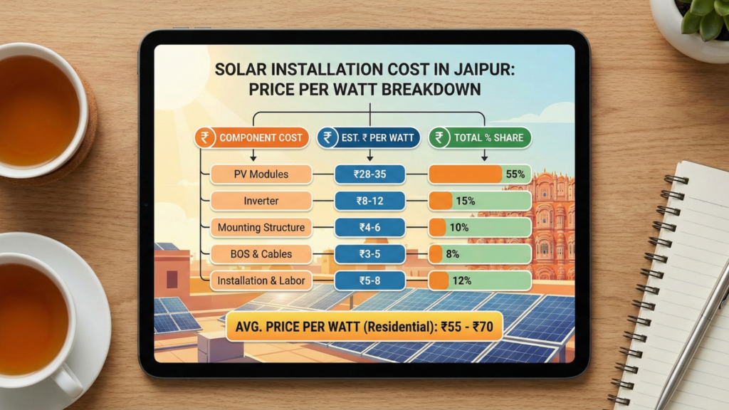 Solar Installation Cost in Jaipur: Breakdown of Price per Watt