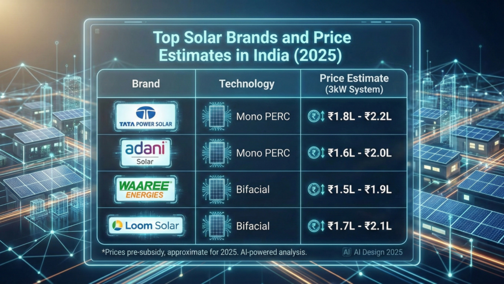 Top Solar Brands and Price Estimates in India
