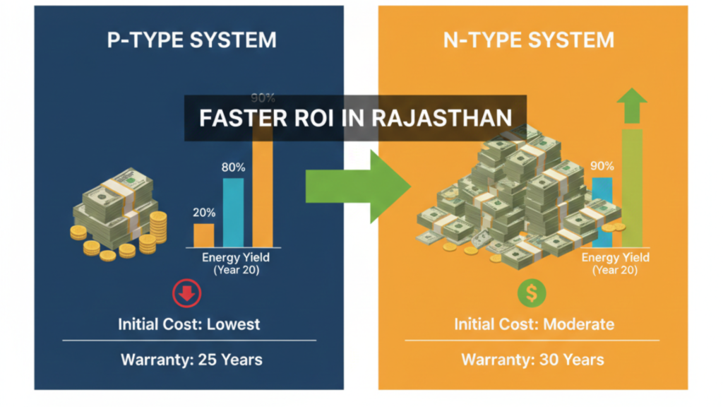 ROI Analysis of N-Type vs P-Type Solar Panels for Rajasthan
