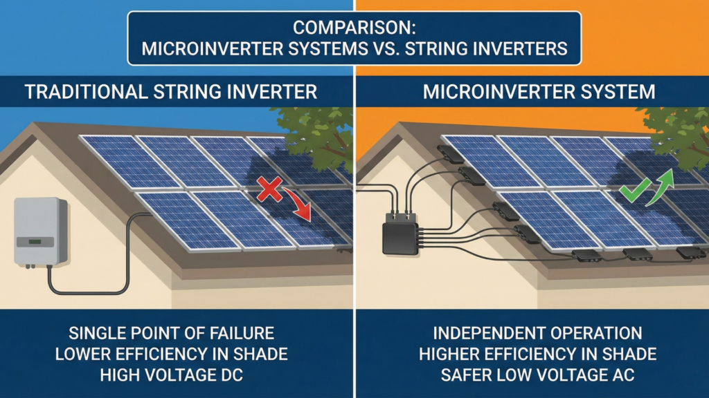 Comparison: Microinverter Systems vs. String Inverters