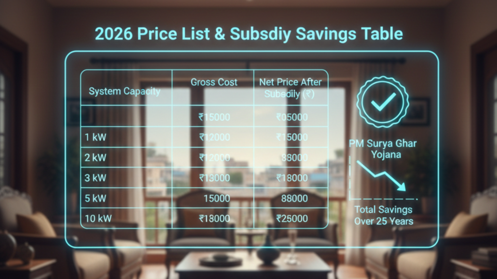 2026 Price List & Subsidy Savings Table