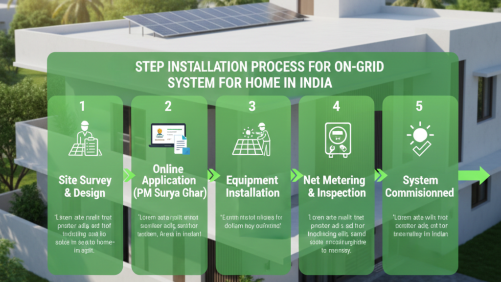 Step-by-Step Installation Process for On-Grid Solar System for Home in India
