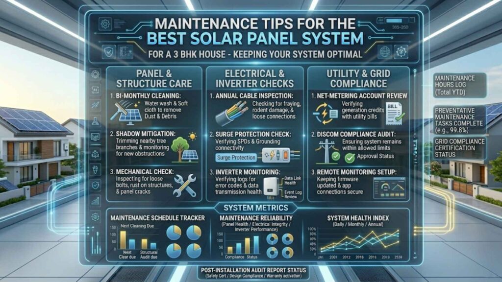 Maintenance Tips for the Best Solar Panel System for a 3 BHK House