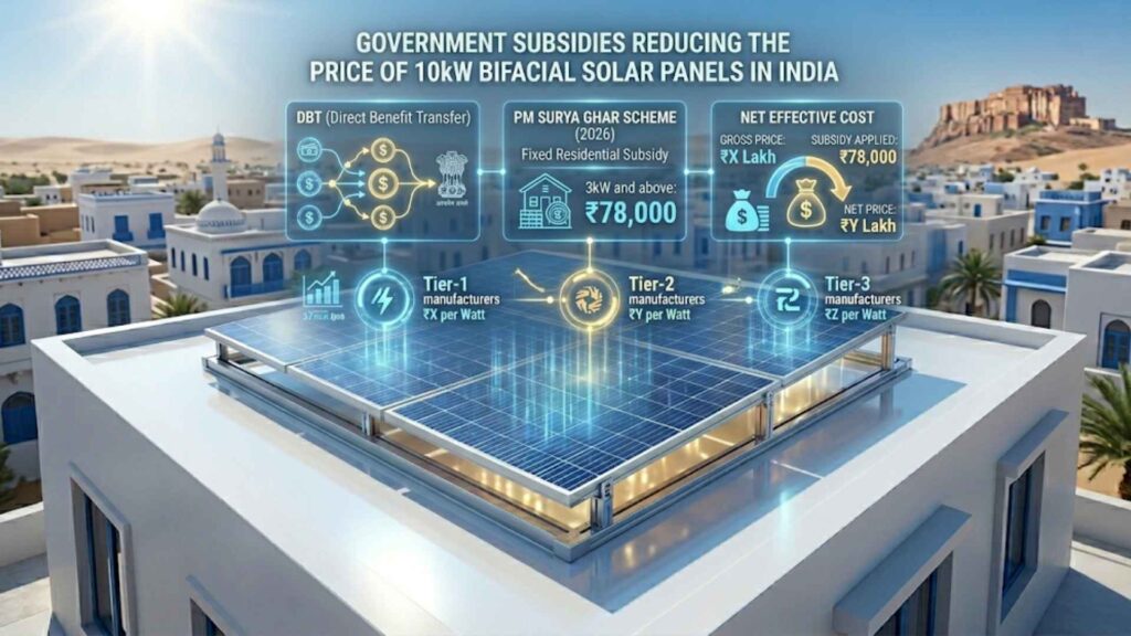 Government Subsidies Reducing the Price of 10kW Bifacial Solar Panels in India