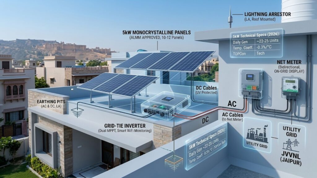 Technical Components of a 5kW On-Grid Solar System
