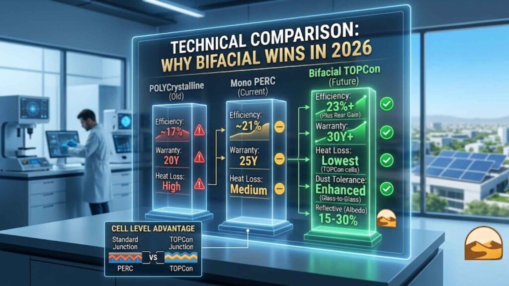 Technical Comparison: Why Bifacial Wins in 2026