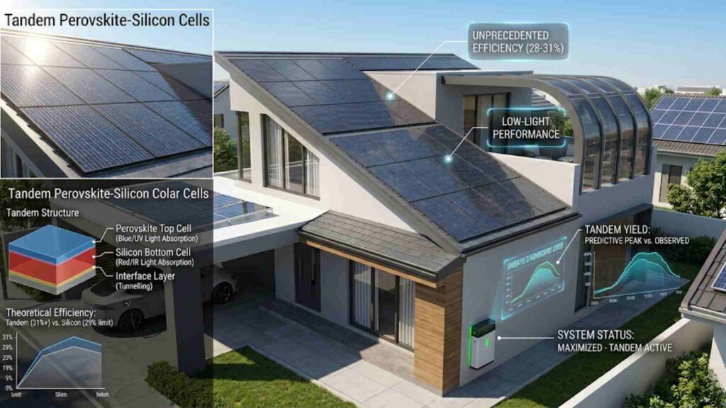 High-efficiency Perovskite-Silicon tandem solar cells on a 2026 residential roof