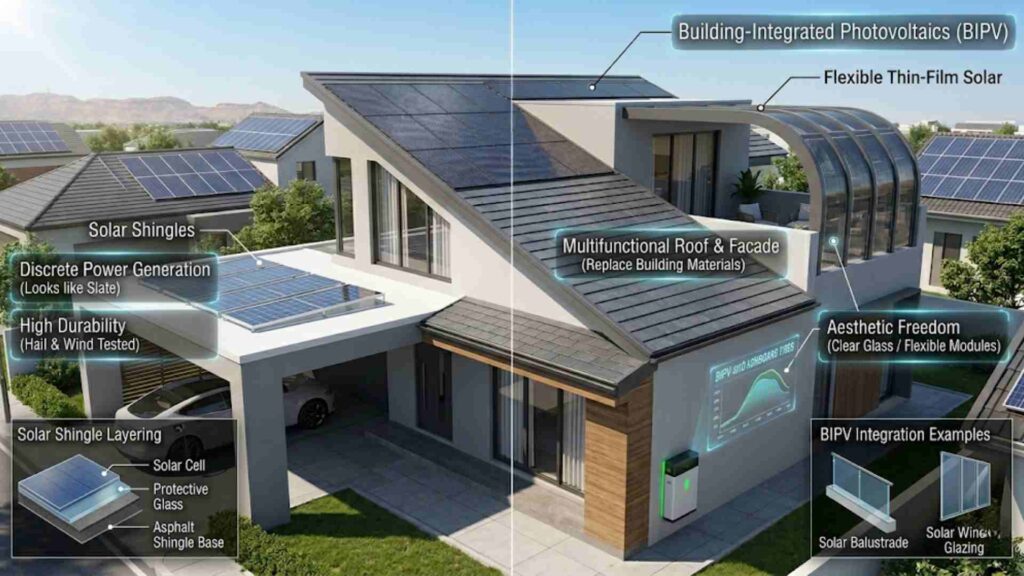 Modern solar shingles and building-integrated photovoltaics (BIPV) for seamless home design