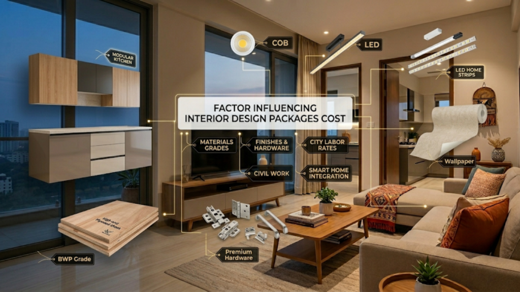 Factors Influencing the 2BHK/3BHK Interior Design Packages Cost
