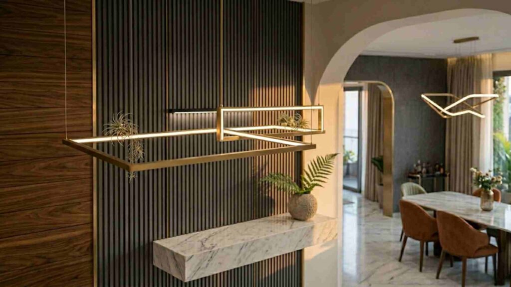 Precision millwork detail and luxury material installation process