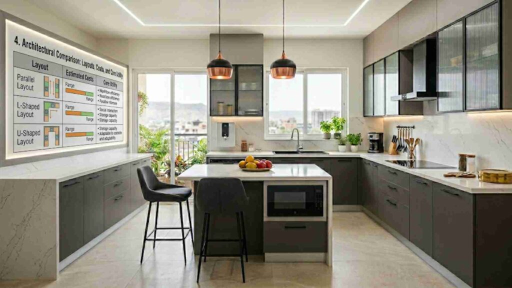 Modular Kitchen Layouts, Costs, and Core Utility: Architectural Comparison